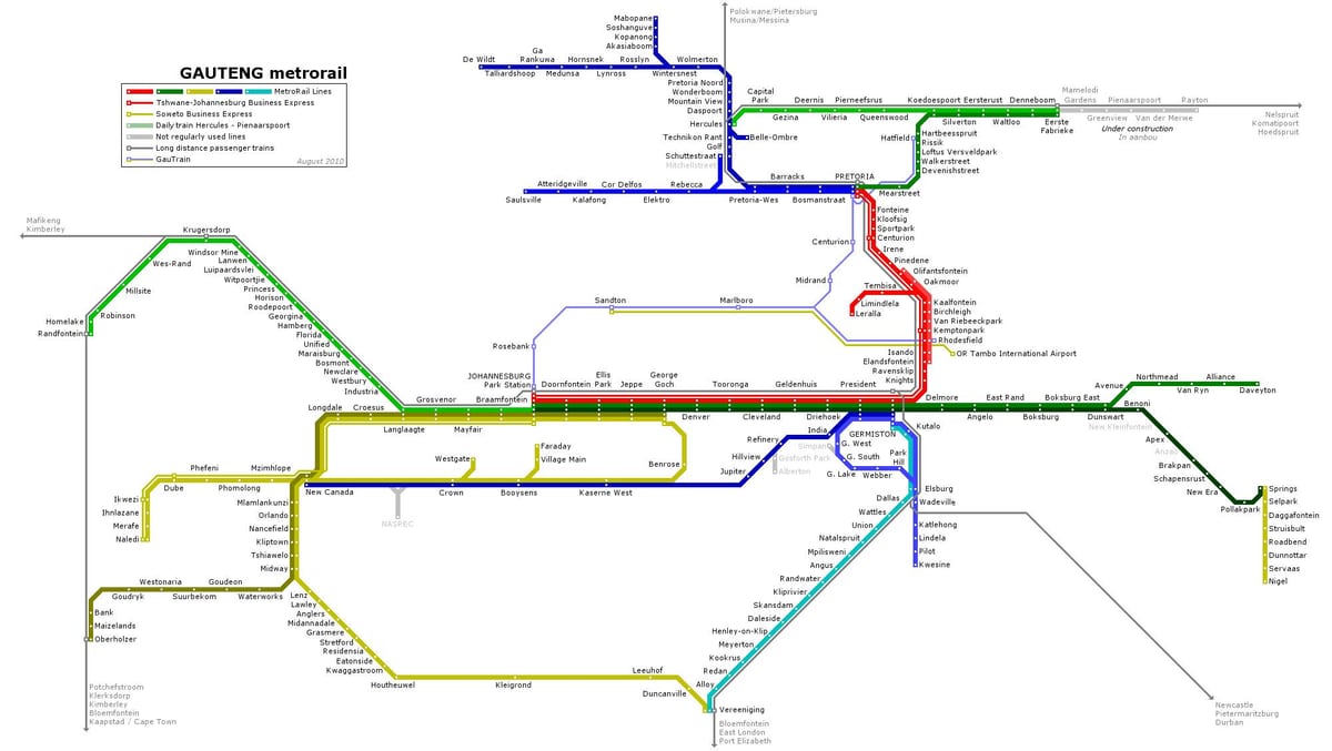 Mapa de transporte de Johannesburgo (Joburg Jozi)