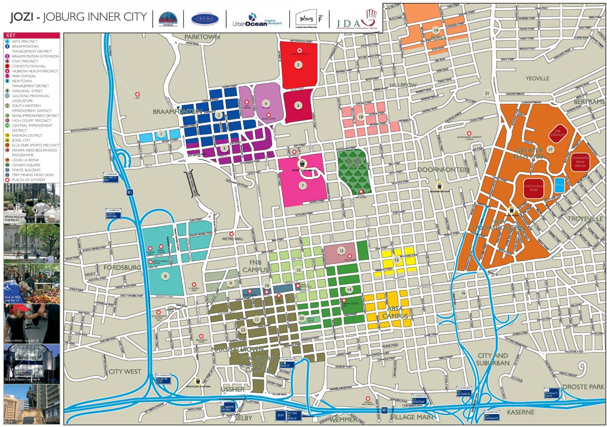 Mapa turístico de Johannesburgo (Joburg Jozi)