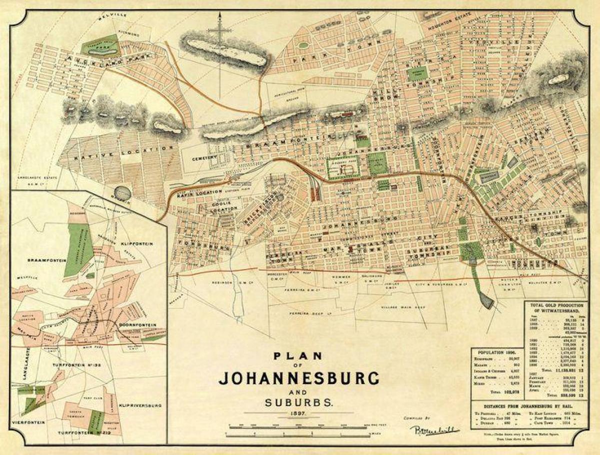 Johannesburgo (Joburg Jozi) mapa antiguo